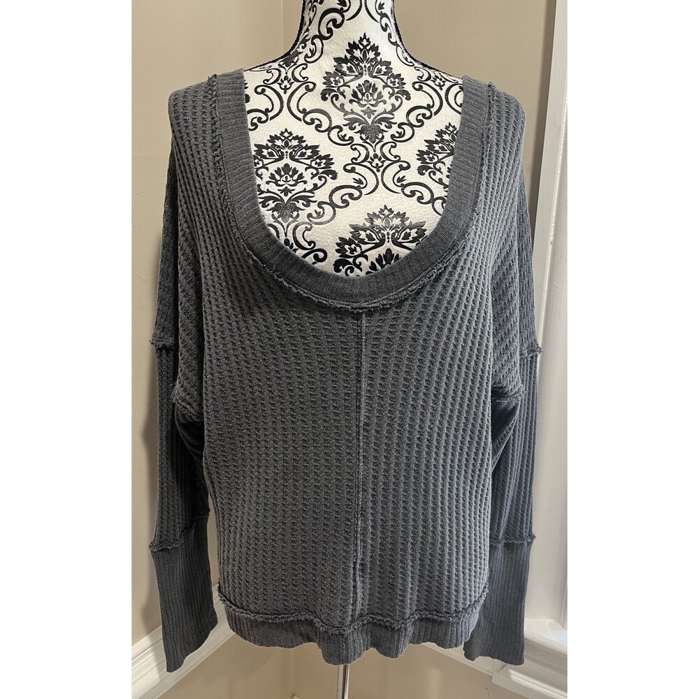 We The Free New Magic Thermal Long Sleeve Waffle Knit Faded Black M Boho Grunge - Picture 4 of 16
